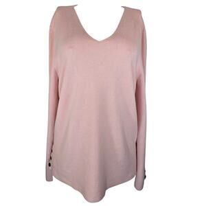 Dana Buchman Pink 100% Merino Wool Closet Staple Casual Work Wear Sweater XL NWT